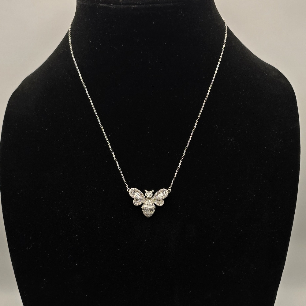 Sterling Silver 925 Bee Pendant Necklace